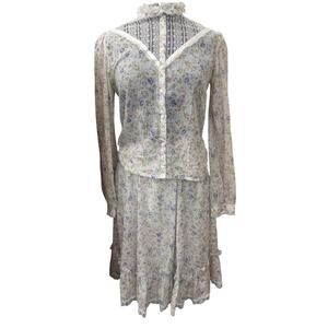 RARE Vintage Gunne Sax 1970s Floral Prairie S/M Skirt Blouse Jessica’s Gunnies